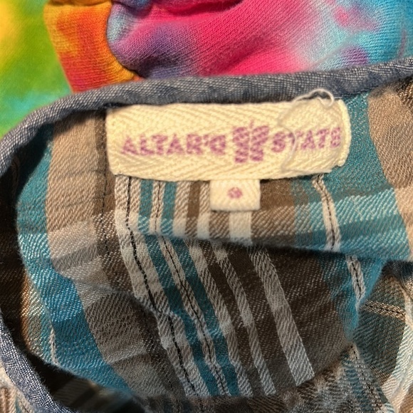 Altard State Blue Green Brown Plaid Tunic Pockets S - Picture 5 of 6